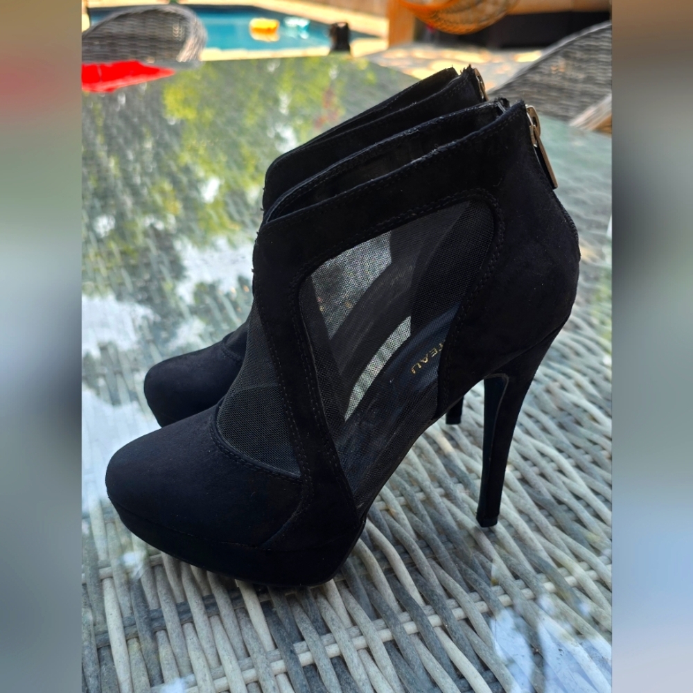 Le Chateau Black Mesh High Heel Booties
